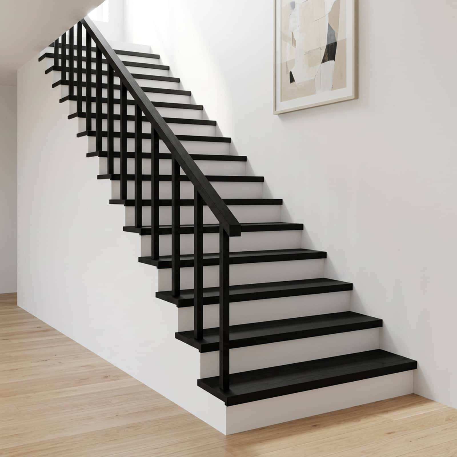 vidaXL Trappetrin 2 stk. 110 x 25 x 2 cm Sort Solid bøg
