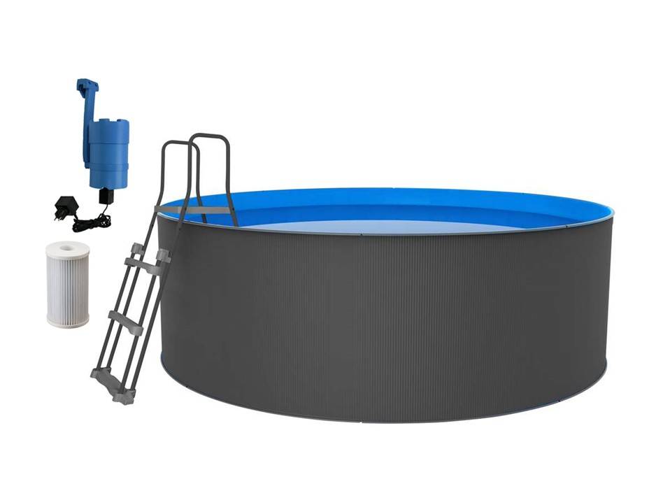 Santorini familiepool Ø4,60 x 0,90 m. - Antracit - PoolOasen.