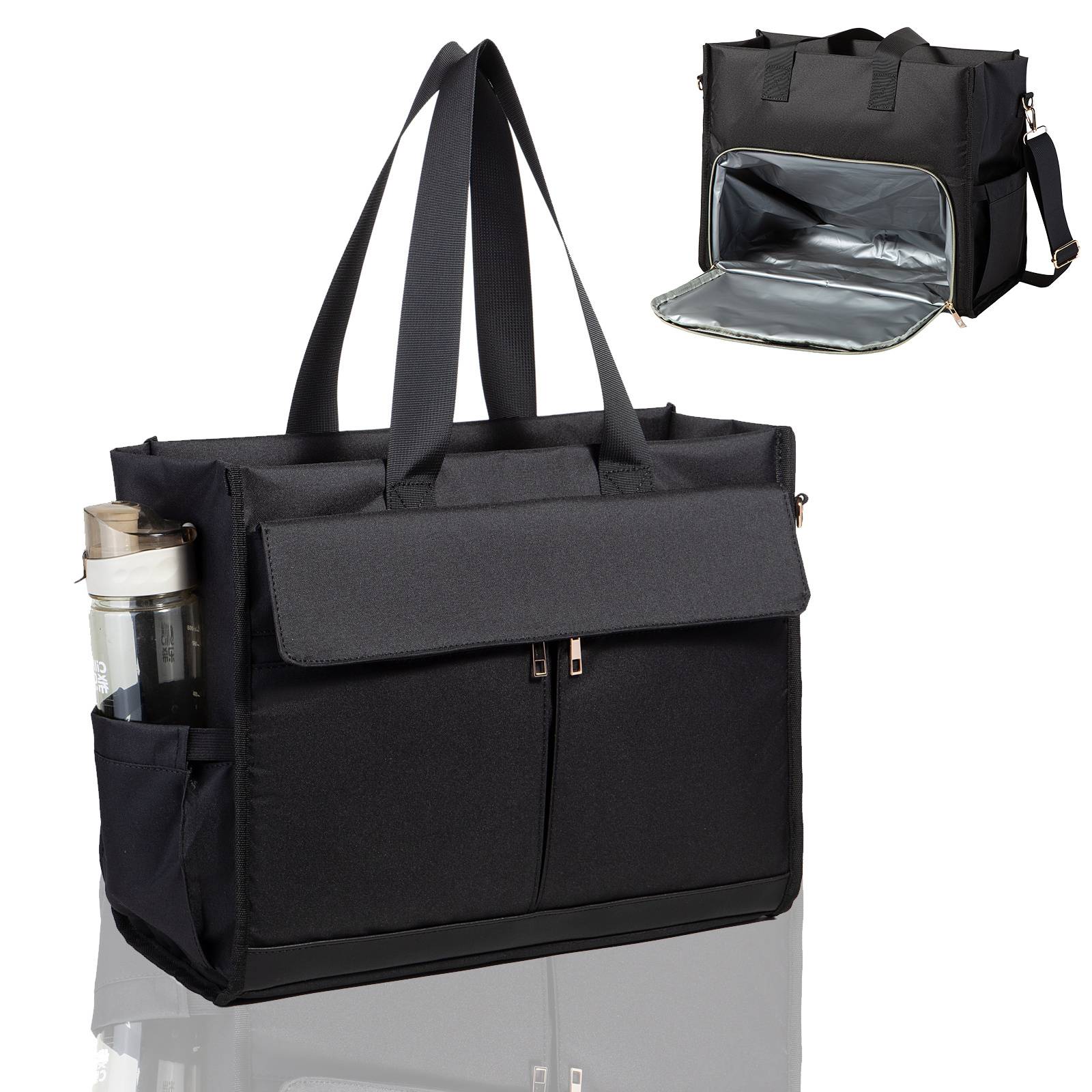 Women's Black Handbag Work Bag, With 15.6-inch Laptop Compartment, Durable Oxford Fabric, Suitable For Work And School Bag, Commuter Bag, Fashionable Design, Sturdy Handle (non-food Contact)