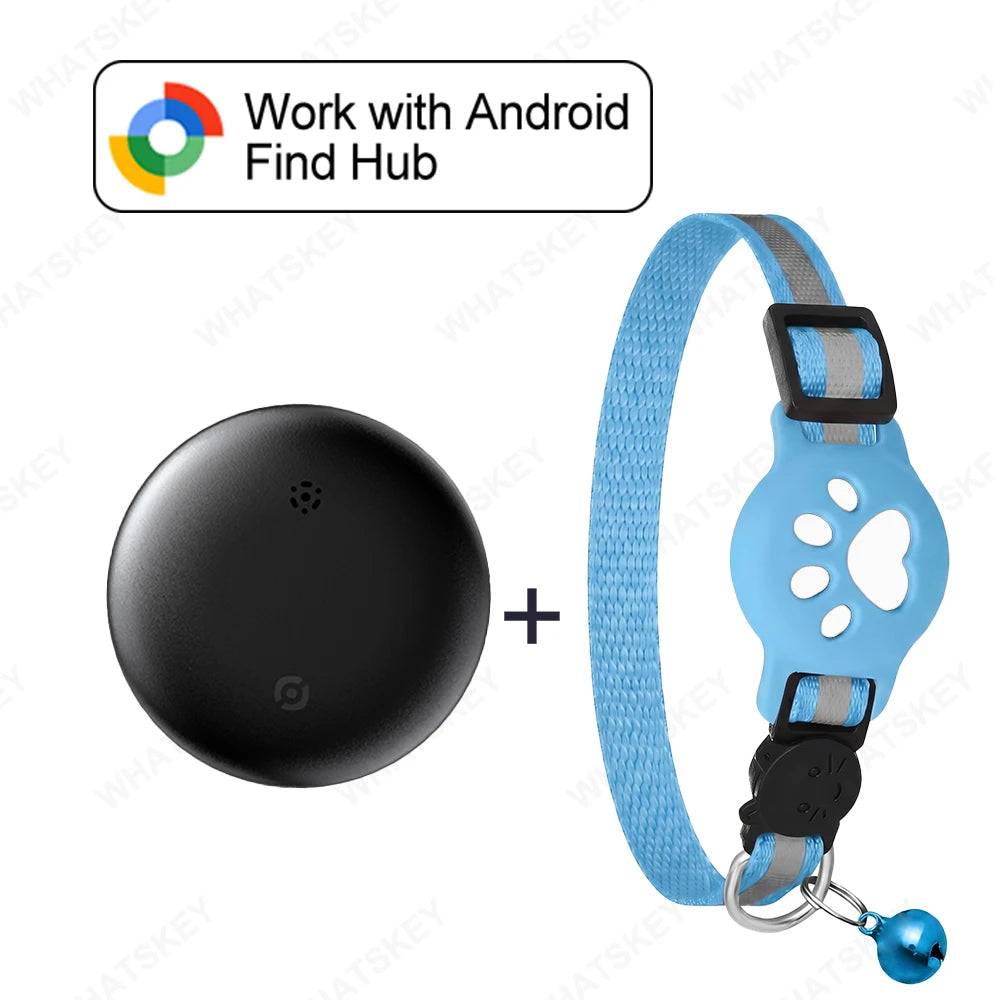 Google Find My Device Pet Collar Tracker for Cats & Dogs — Android Compatible - Black-SkyB collar