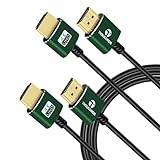 Thsucords Tunn HDMI Kabel 3M 2-Pack - Ultrasmal Och Flexibel Sladd, Stöder Hög Hastighet 4K@60Hz 18Gbps 2160p 1080p