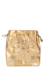 Roger Vivier Crystal-Embellished Leather Shoulder Bag — Gold