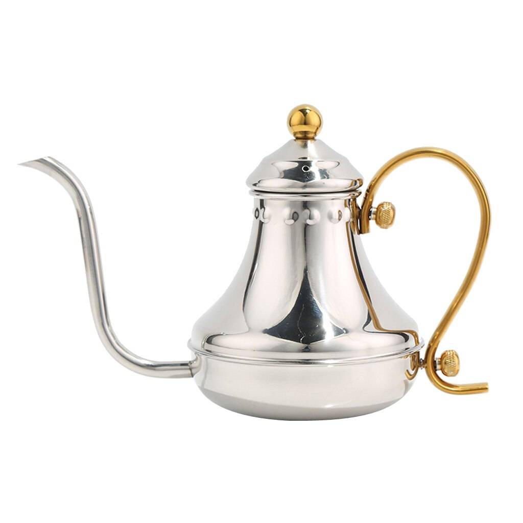 Vintage handdropp kaffekanna häll över svanhals te vattenkokare 3 färger - silver--