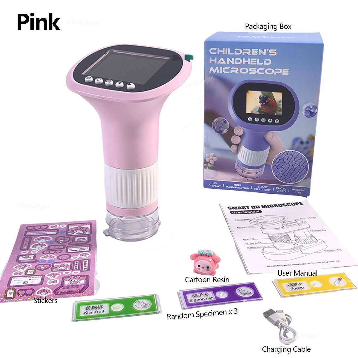 Chriyungel 1000X Handheld Digital Microscope for Kids STEM Science Toy with LED Light for Po Video Educational Toys Gift