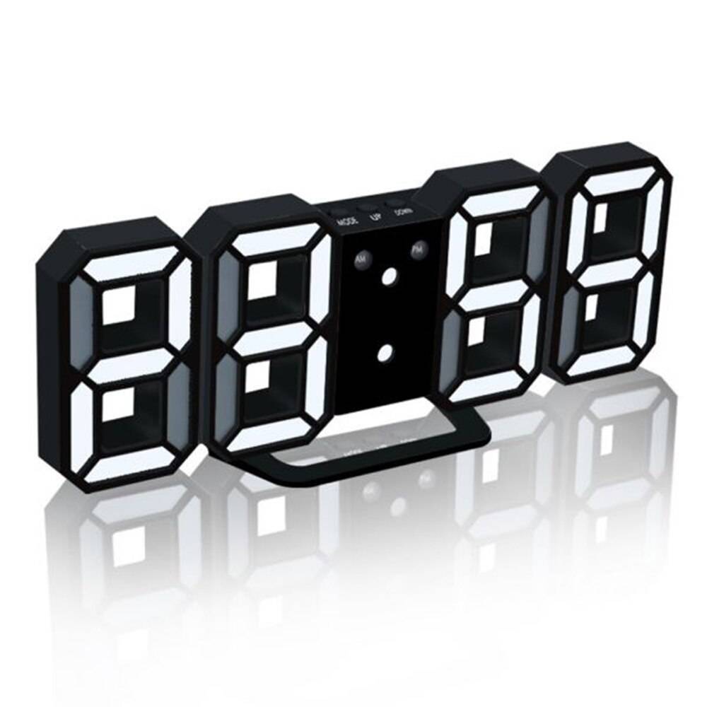 Digital Väggklocka 3D LED - Svart vit