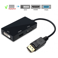 DisplayPort DP til VGA, HDMI og DVI - 3 i 1 konverterkabel, 1080P