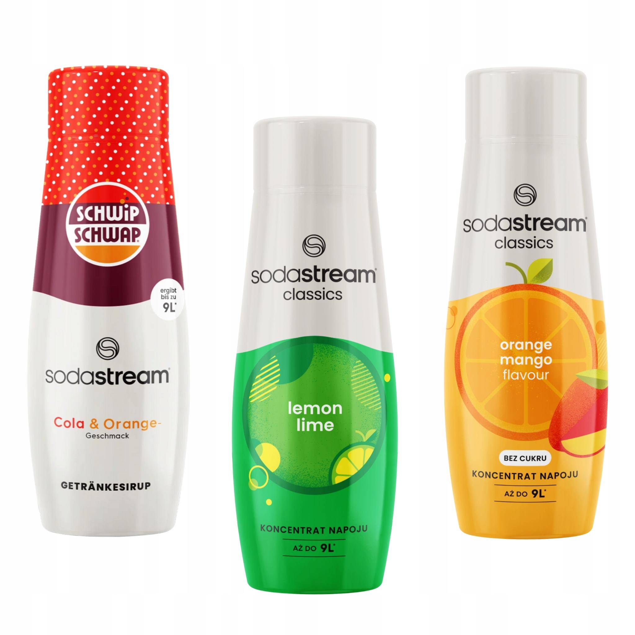 Set of 3 Sodastream Schwip Schwap concentrates + LemonLime + Orange Mango
