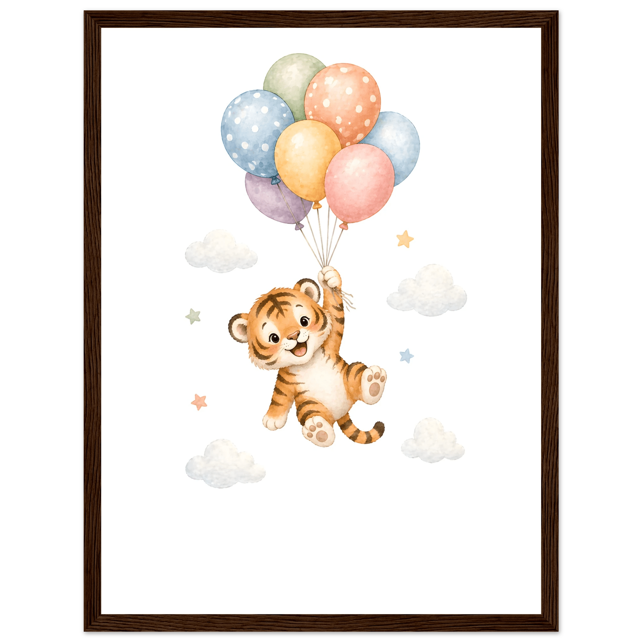 Tiger med personligt namn & text-30x40 cm / 12x16″ / Med ram / Mörkt trä