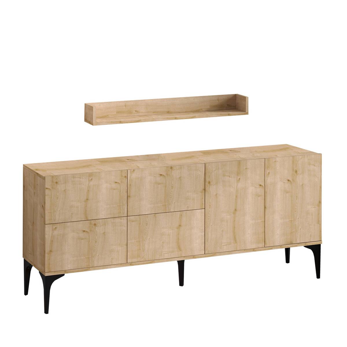 Norda Design Modernt konsolbord med vägghylla, 180x55x40 cm | 100 % melaminbelagt | Stilrent och funktionellt