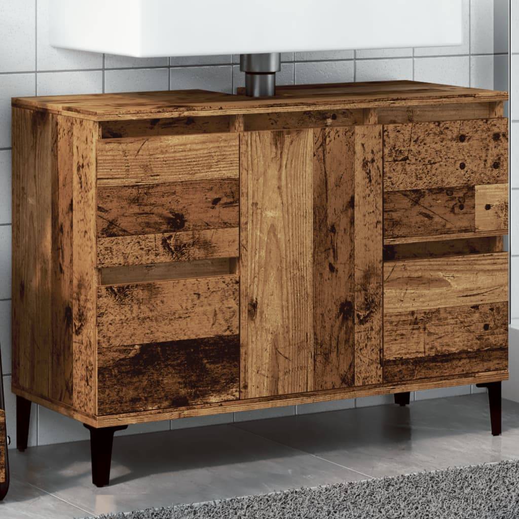 Skab Til Håndvask 80x33x60 Cm Konstrueret Træ - Gammelt Træ