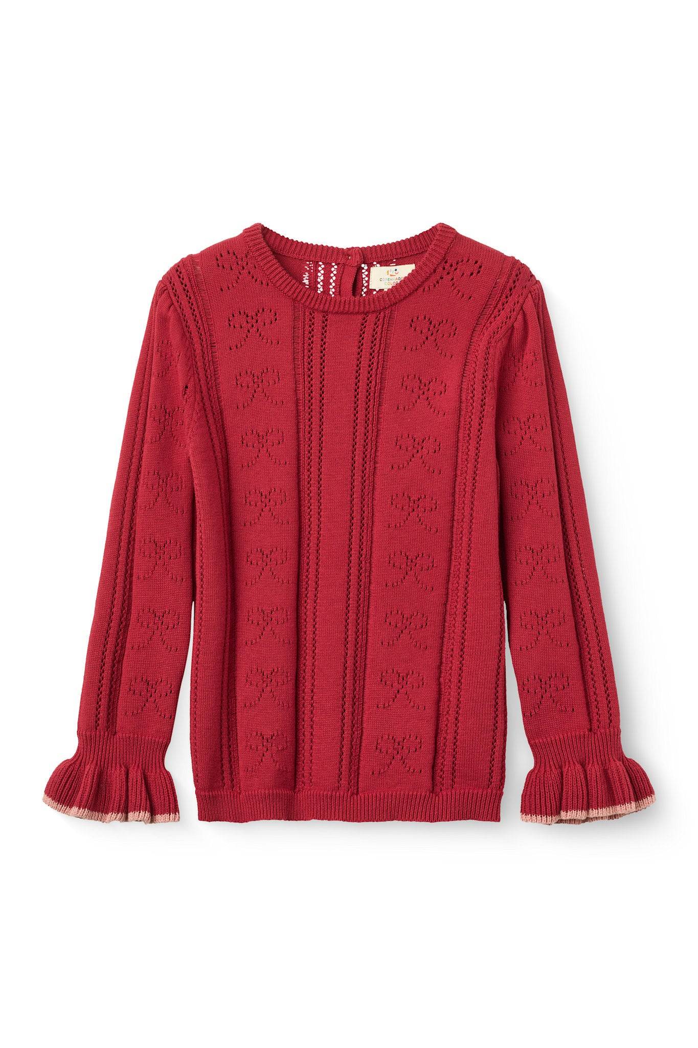 Pointelle Sløjfe Bluse - Red Comb. - Red Comb. / 110