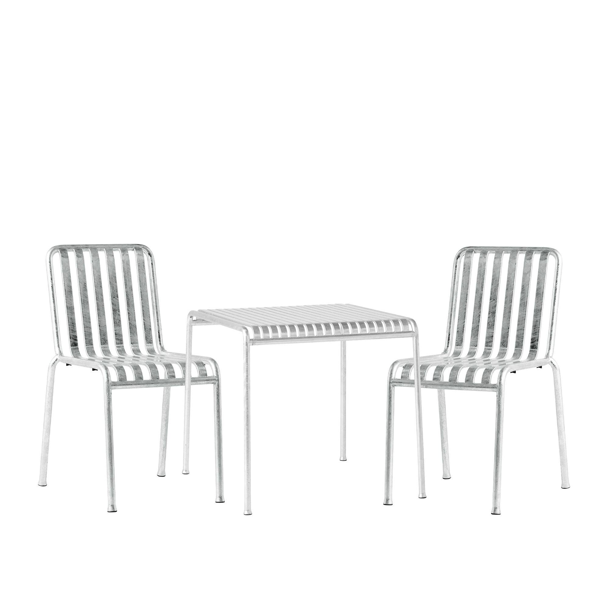 HAY - Palisade spisestuesæt med bord &2 stole hot galvanised - Havemøbelsæt til spisning - Ronan & Erwan Bouroullec