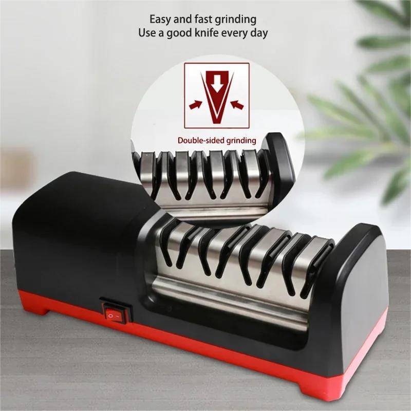 4-Stage Electric Knife Sharpener, 20° Angle with Diamond Wheels for Chef & Kitchen Knives, Automatic & Safe Sharpening Tool