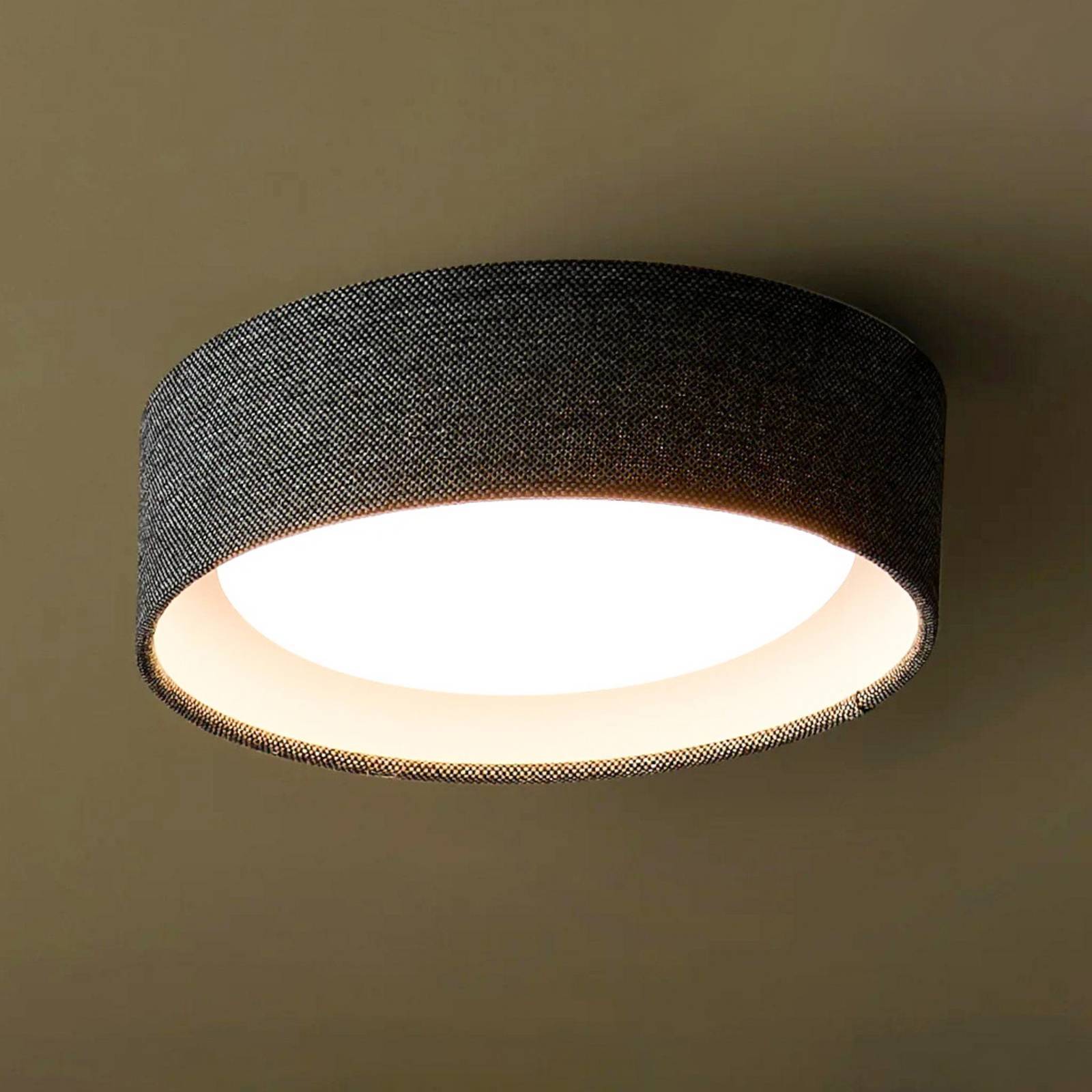 Beacon Lighting Taklampa Uno, dimbar, Svart, Vardagsrum / matsal, Textil / tyger / siden, Taklampa