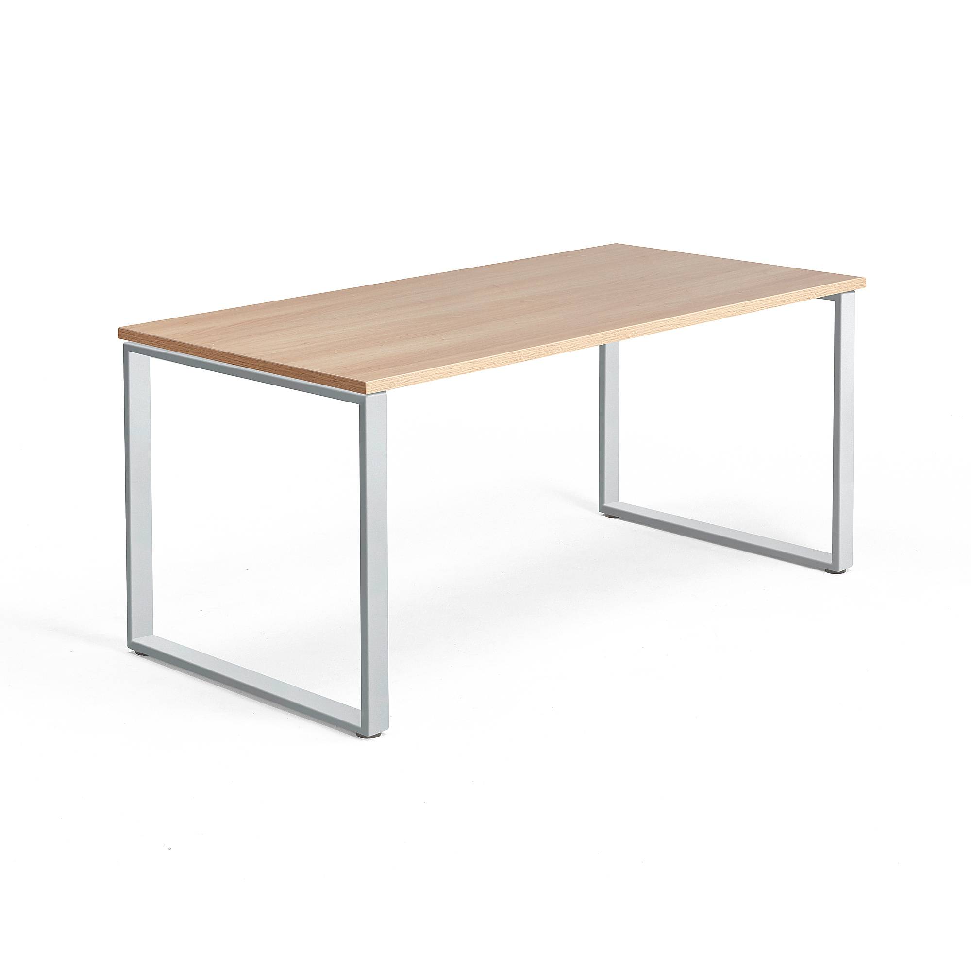 Skrivbord QBUS, O-stativ, 1600x800 mm, silver, ek