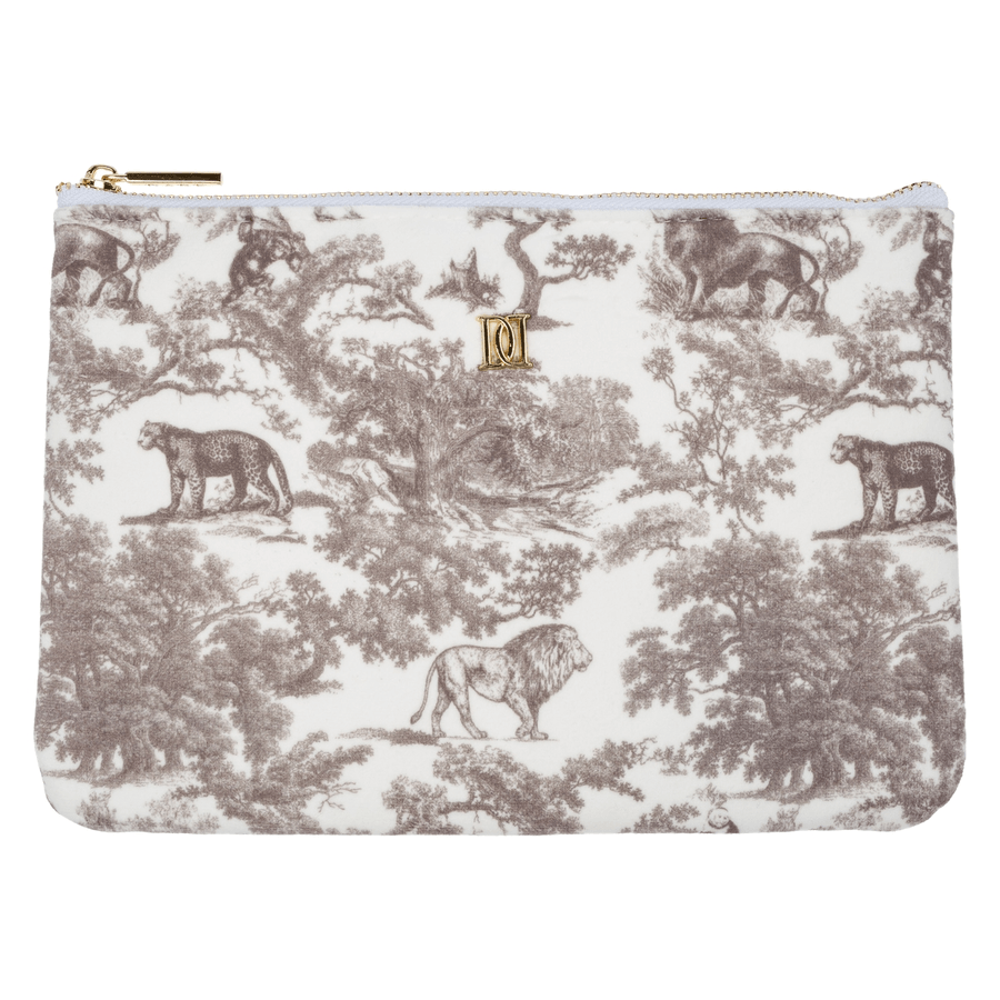 DARK Velvet Small Pouch Warm Taupe Savannah Pattern