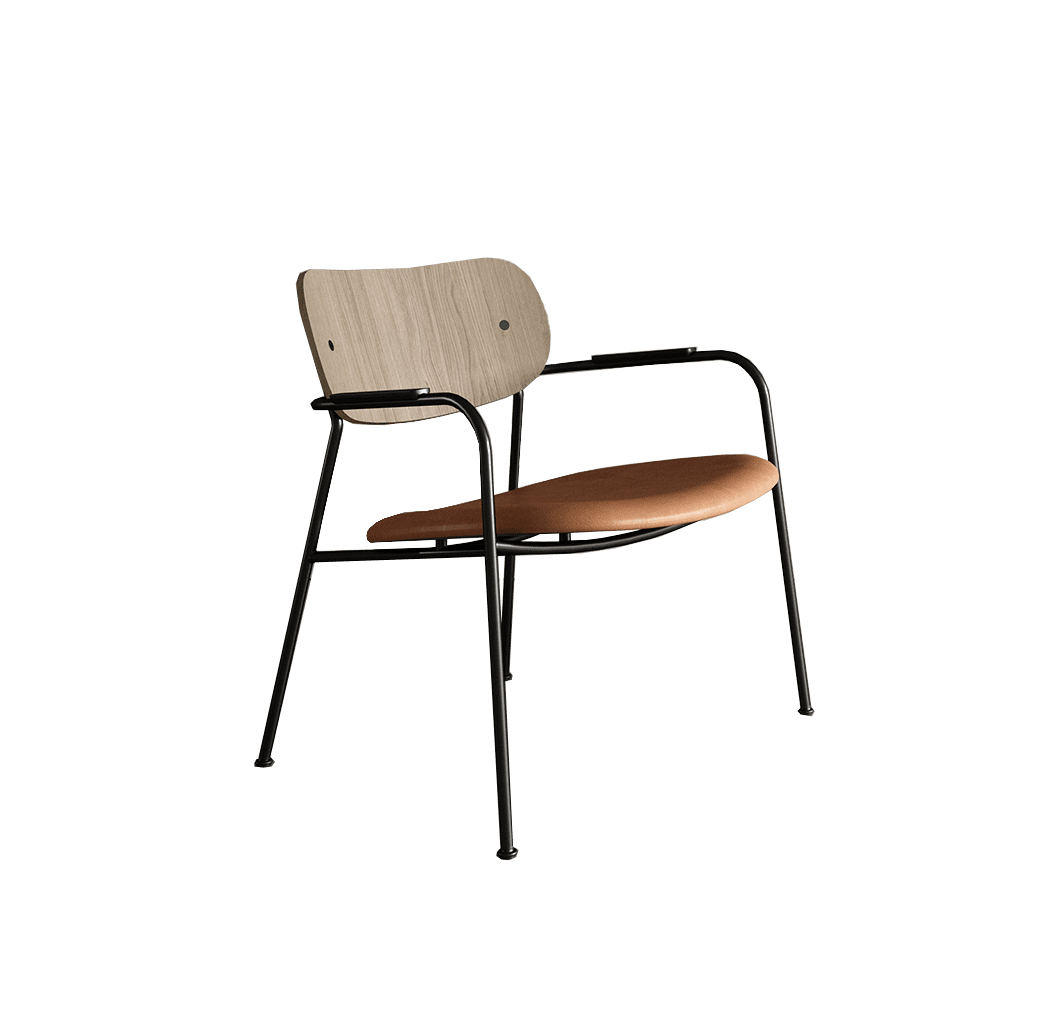 Scope Lounge, skulpturel ryg - 69 x 70 x 51 cm Sortlakeret Eg Stofgruppe 2 Sort