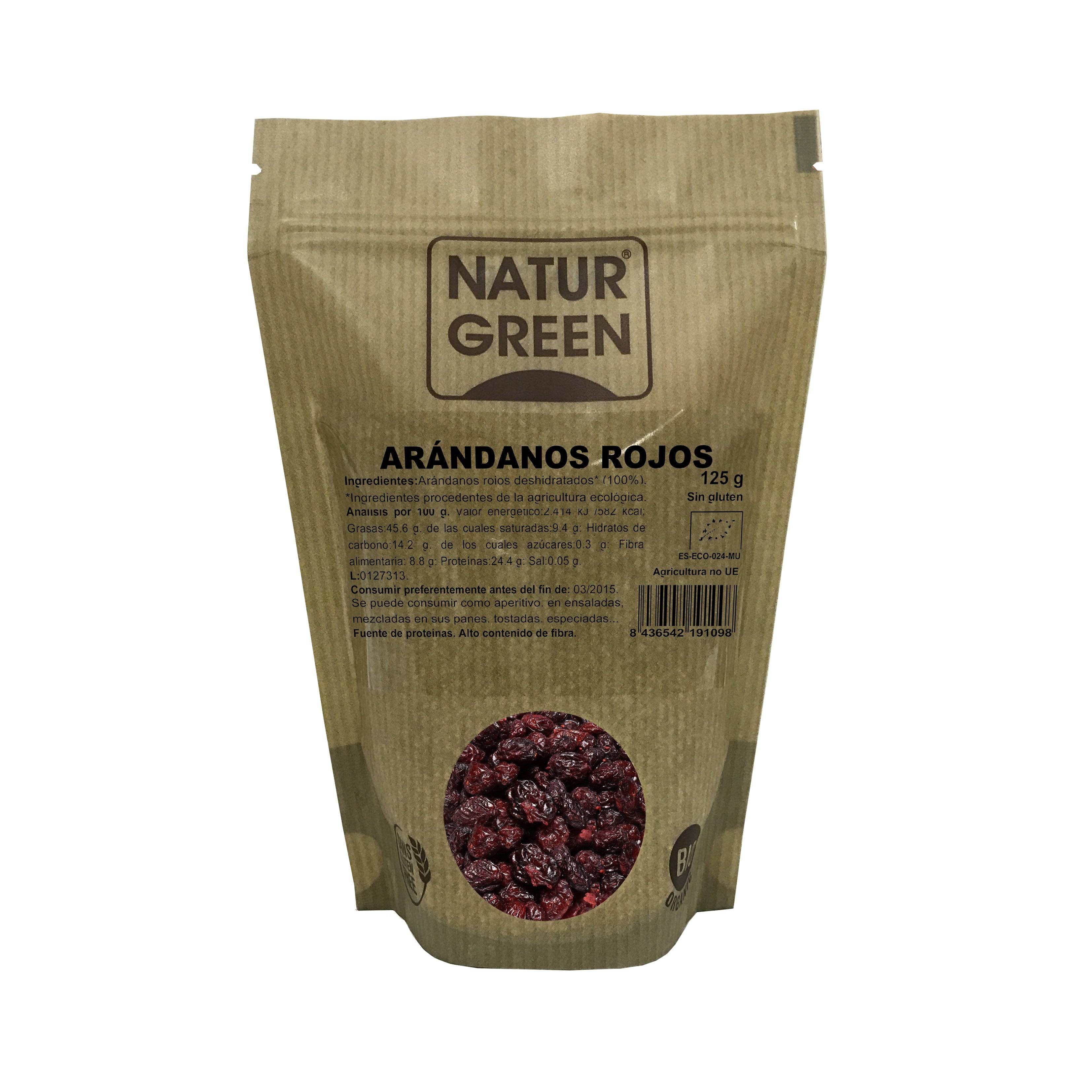 Naturgreen Ekologiska torkade tranbär 125g