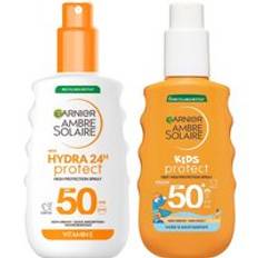 Garnier Ambre Solaire Adults & Kids SPF50 Suncream Spray 150ml Bundle
