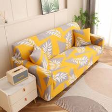 1pc Leaf Pattern Sofa Cover, Elastic Full Coverage Washable Couch Slipcover, Soft Universal Protective Furniture Decor For 1, 2, 3, 4 Seat Sofas - Yellow - Single Seat,2 Seater,3 Seater,4 Seater