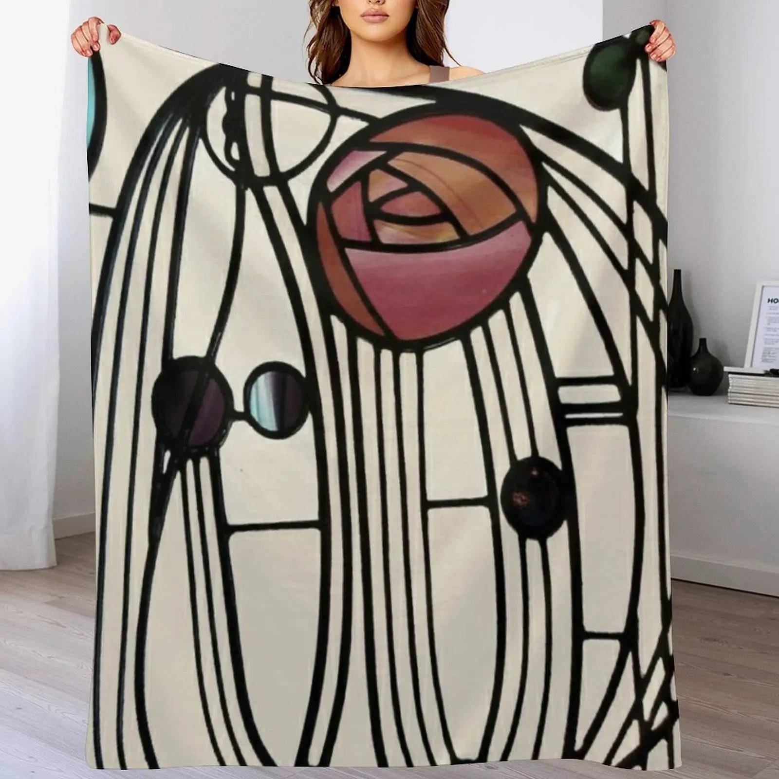 Charles Rennie Mackintosh design Pläd Dekorativ Mjuk Pläd för Soffa
