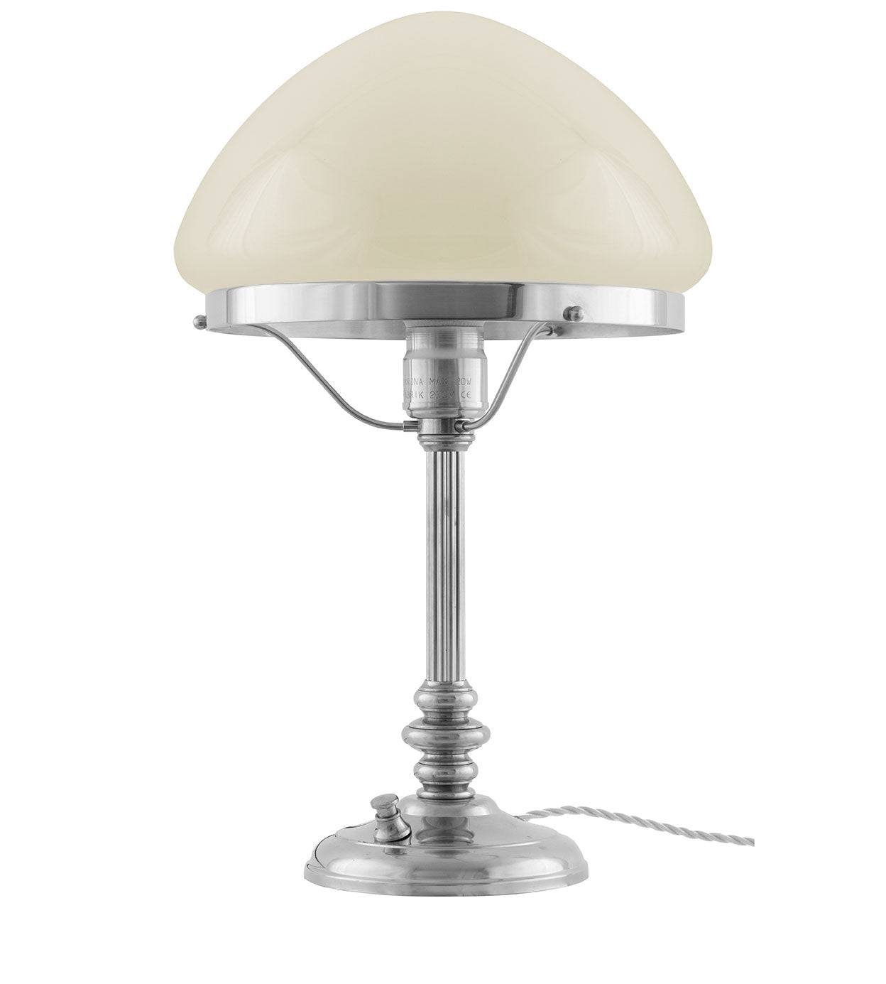 Bordlampe - Karlfeldt nikkel, spids råhvid