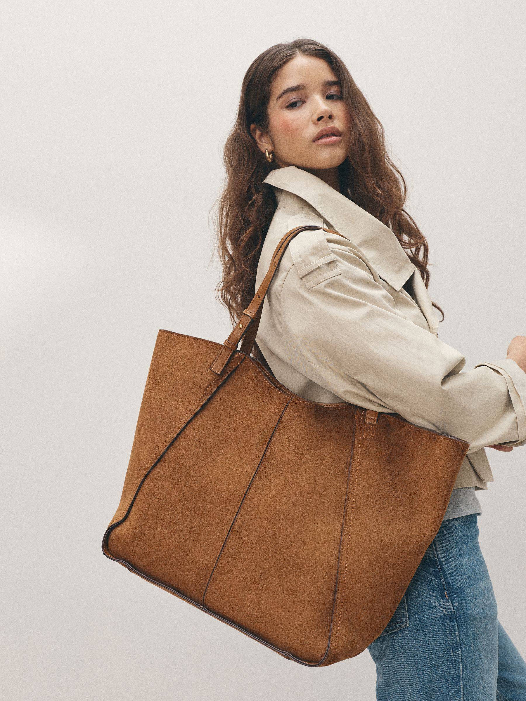 Next Tan Brown Suedette Structured Shoulder Bag