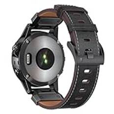 AISPORTS Kompatibel med Garmin Fenix 7X/7X Pro/6X/6X Pro/5X/5X Plus/3/3 HR remläder, 26 mm snabbpassande klockarmband mjukt läderarmband ersättningsrem för Garmin Descent MK1/MK2/MK2i/Mk3i 51 mm