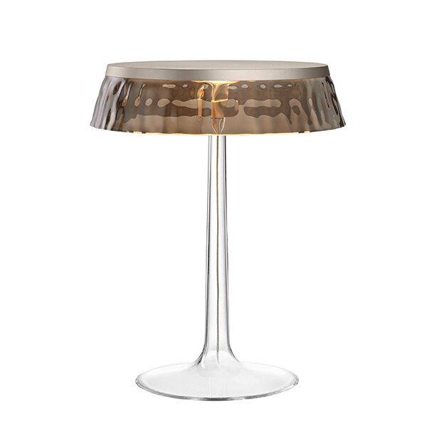 Bon Jour Bordlampe Mat Bronze Krop og Røgfarvet Skærm.