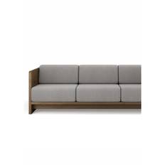Brdr. Krüger - Karm 3 Personers Sofa - Eg Røget Olieret - 3 Personers Sofa - Hallingdal, Grå Tekstil - 0113 - L210 cm H72 cm B81 cm