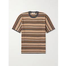 Mr P. - Striped Textured-Cotton T-Shirt - Men - Brown - L