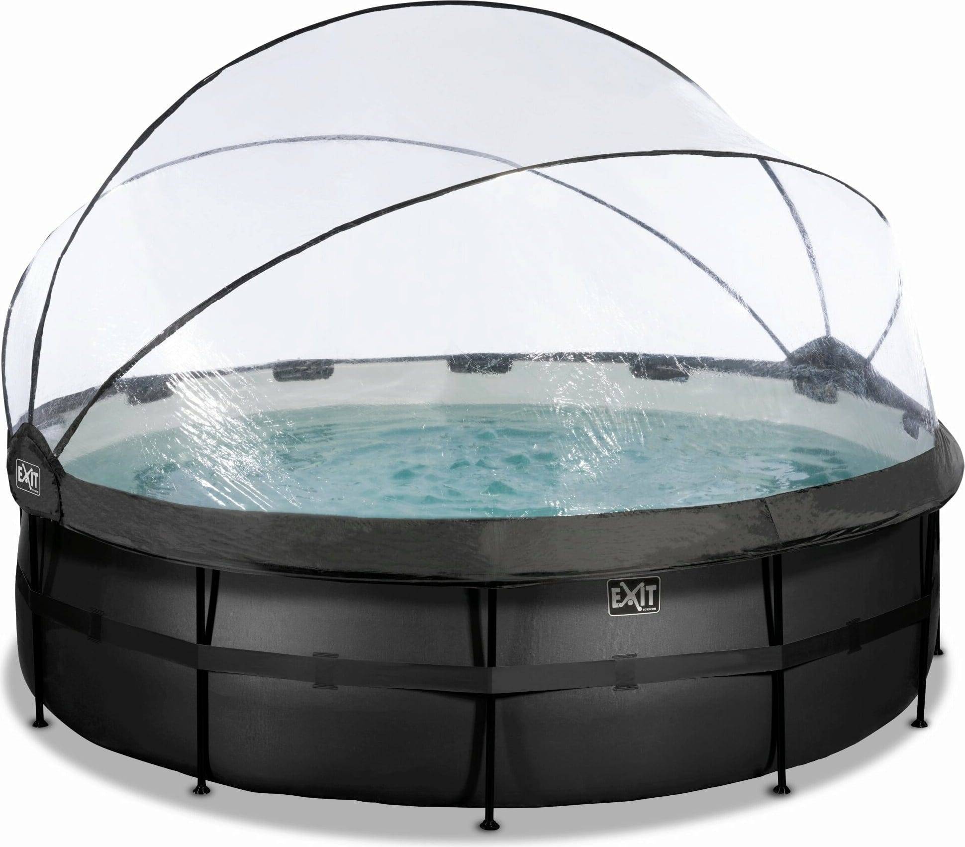 Frame Pool Ø 450 x 122 cm inkl. Kartuschenfilteranlage und Abdeckung - Black Leather Style, 1 Set