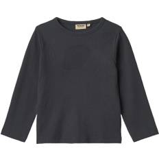 Wheat Langærmet Rib Tshirt Milo Str 4 år / 104 cm - Blå Langærmede T-shirts Bomuld hos Magasin