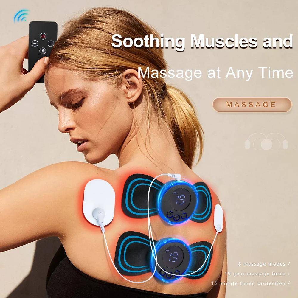 Nackmassageapparat LCD-skärm EMS Elektrisk Cervikal Massageplåster Lågfrekvent Puls Muskelstimulator Pads Smärtlindring Avslappning