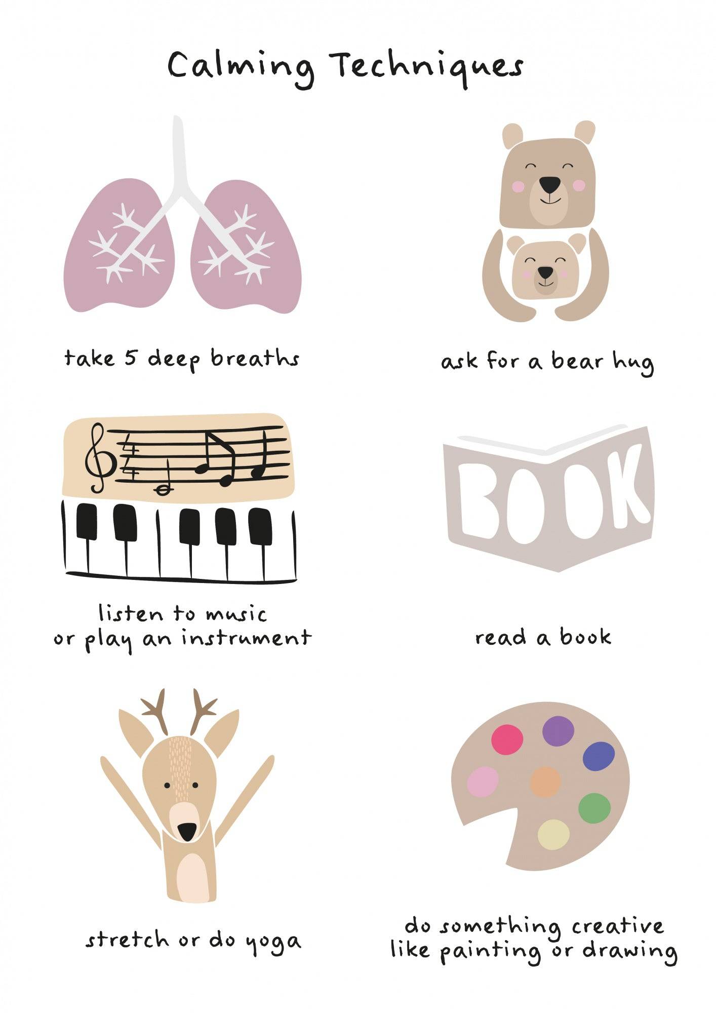 Children's calming meditation emotions print 2 Poster och Canvastavla - Poster / 21x30 cm