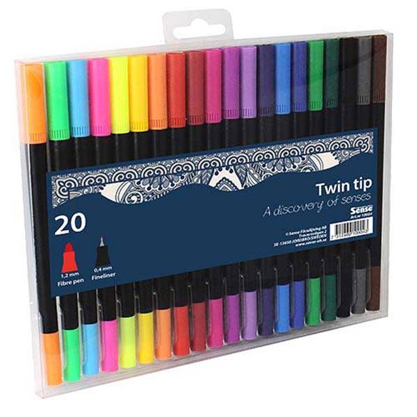 Fiberpenna Fineliner Twin Tip 20-Pack