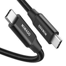 NIMASO USB C till USB C 3.1 Gen2 snabbladdande videokabel (2 m), 100 W, 5 A, 10 Gbps snabb dataöverföring, 4K videoutgång för Samsung Galaxy S21/S20/Note20 Ultra 5G, iPad Pro 11/12.9, iPad mini 6 etc.