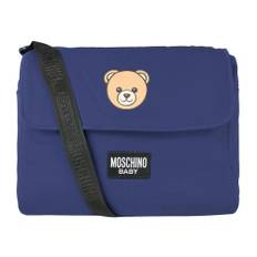 Moschino, Home , unisex, Blå, ONE SIZE, Bomuld, Blå Bomuldsskiftetaske med Teddybjørn