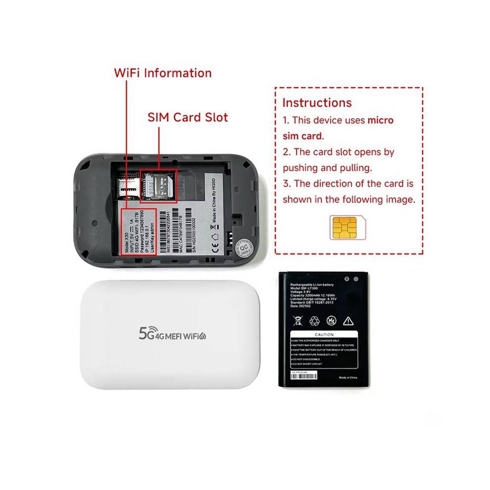 Lte Router 4G SIM Modem 300Mbps WiFi6 Mifi Compatible with 5G SIM Cards Pocket 4G Wifi Hotspot Type-C Port 3000mAh