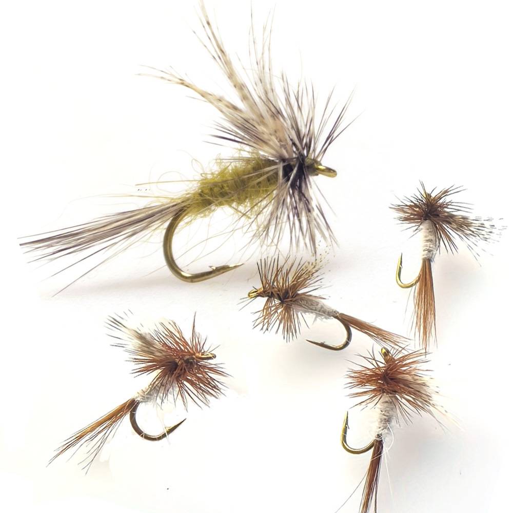 5/8pcs Adams Dry Fly Fishing Flies Size 14 Artifical Insect Bait , White & Olive, Best Fly for Trout Fishing Flies in Freshwater
