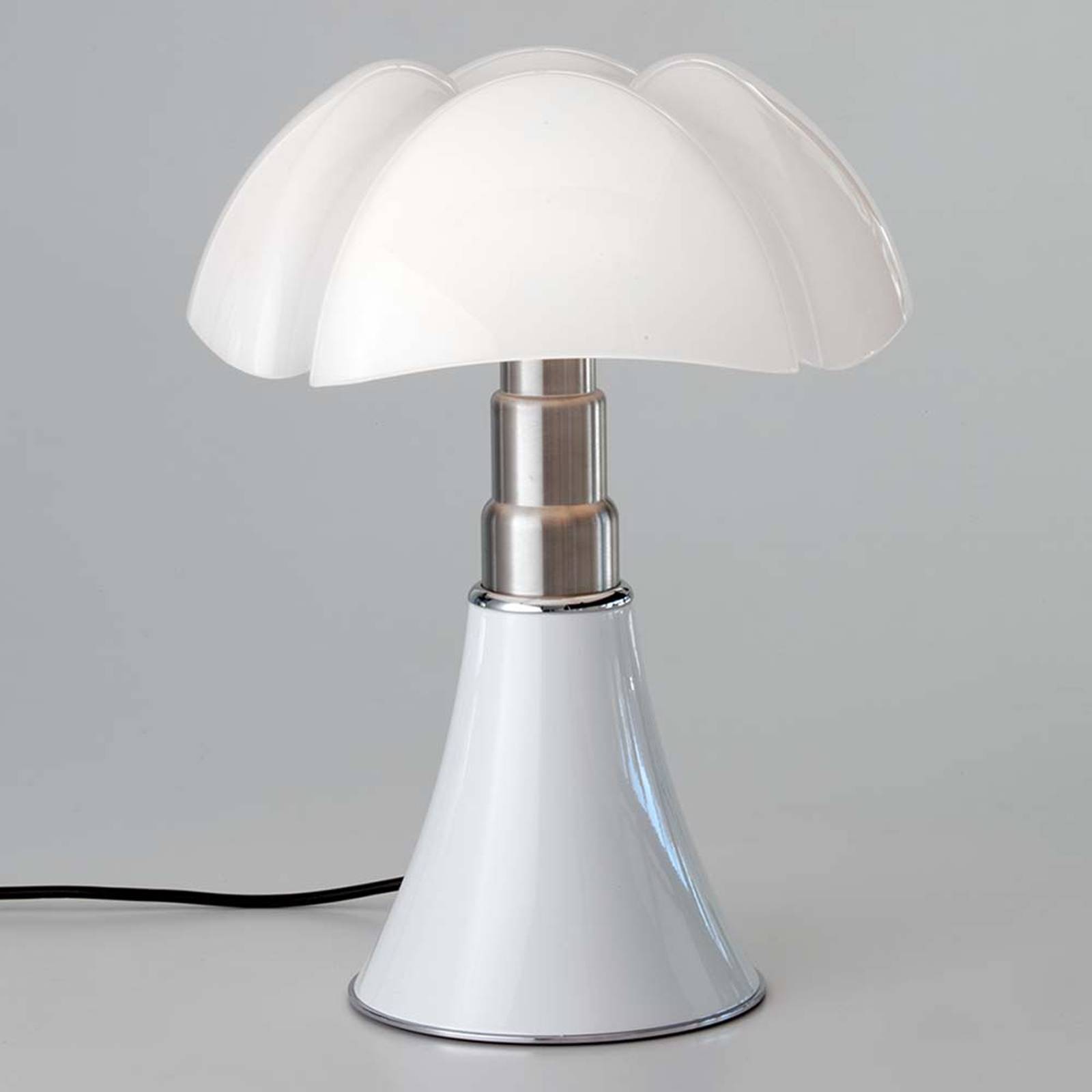 Martinelli Luce Design bordslampa Minipipistrello, dimbar, Vitt / opal, Vardagsrum / matsal, Rostfritt stål, Design, Bordslampa
