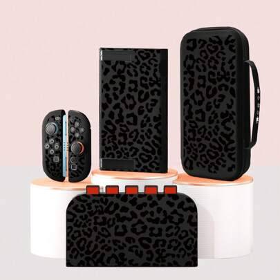 Tillbehör för 2 (2025), svart leopardmönster, kompatibel med Switch 2 / Switch OLED / Switch NS-konsolens skyddsfodral, förvaringsväska och skydd för - Multifärgad (Multi-size)