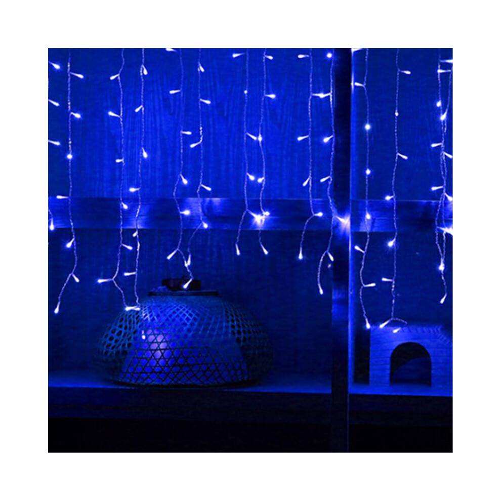 (Blue,104FT=8pcs 4M 96LED)13130ft Curtain Icicle Lights Led Fairy Christmas Indoor Outdoor Party Wedding