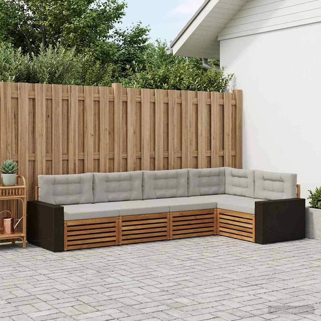 vidaXL Udendørs sofagruppe 5 stk. Naturfarvet og lysegrå Polyester
