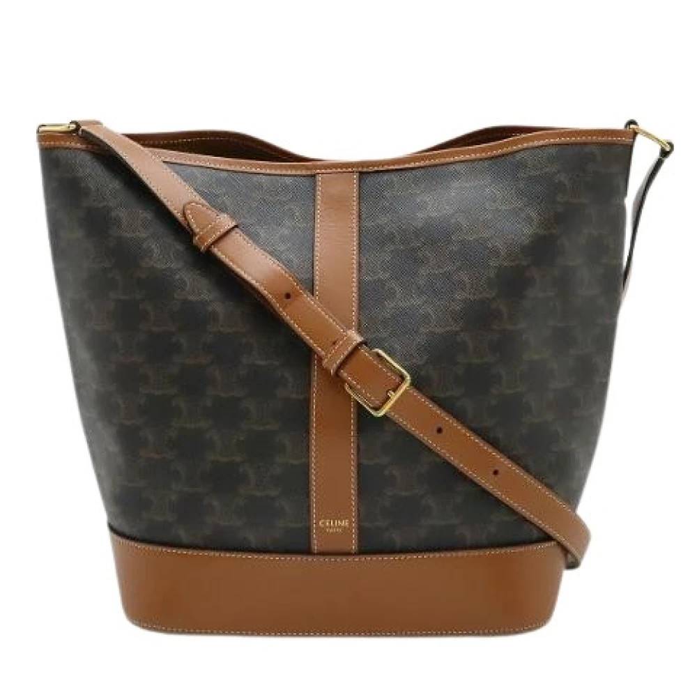 Celine Vintage Pre-owned Triomphe Small Bucket Shoulder Bag - Vintage - Dame - Brun - ONE SIZE - Uld
