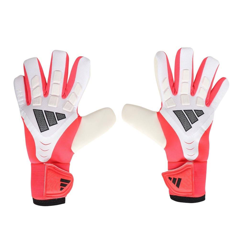Adidas Predator GL Competition Soccer Gloves, Unisex, Adult, BT866 White/Lucid Red/Black (KA7799) Size 8
