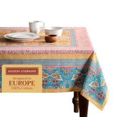Maison d' Hermine Tischdecken, 100% Baumwolle, 140cm x 180cm dekorative quadratische Oster-Tischdecke, waschbare Tischdecke für Feiertagsessen, Hochzeit, Babyparty, Marquise – Frühling/Sommer