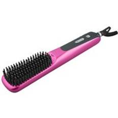 Gratis frakt anion plattång hårborste hårplattång kam mot skållning hår plattång borste frisör s112 - Rosa / Storbritannien