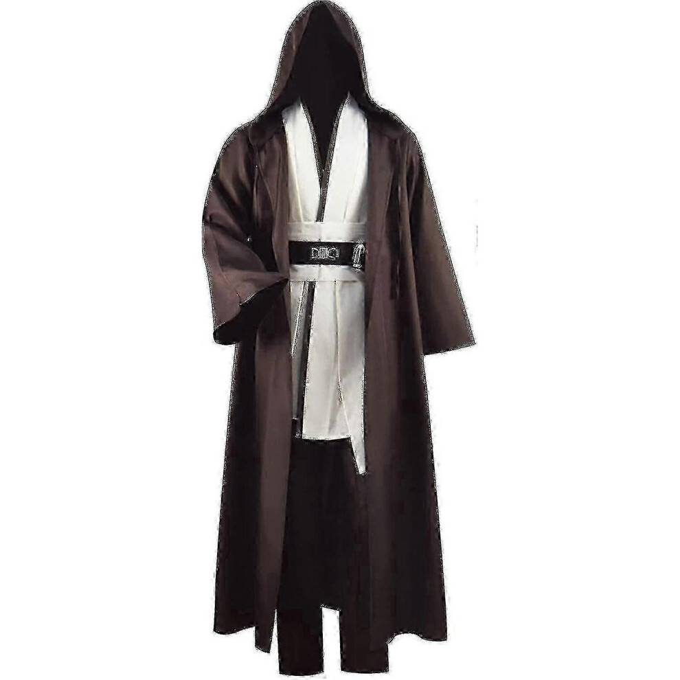 (3X-Large, White) Jedi Costume for Adults - Luke Skywalker Tunic Robe with Hood for Halloween Cosplay (3 Versions)