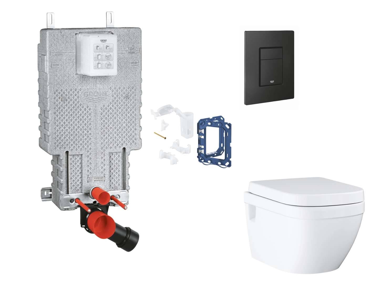 Grohe Uniset - Set för väggmontering, toalett, SoftClose-sits, Even-knapp och sats för tablettinsats, fantomsvart SANI15BB5117